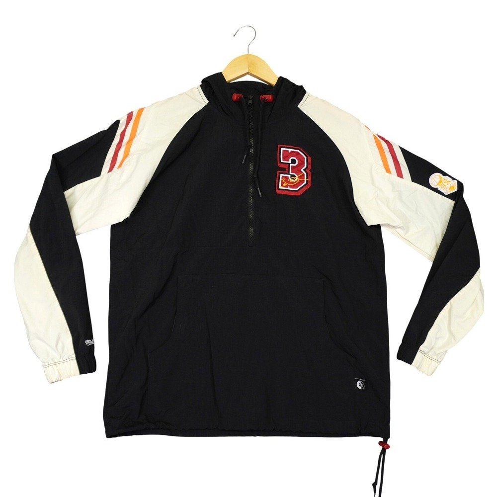 Miami Heat Mitchell & Ness Windbreaker Half Zip Mens Small Black Dwyane Wade NBA